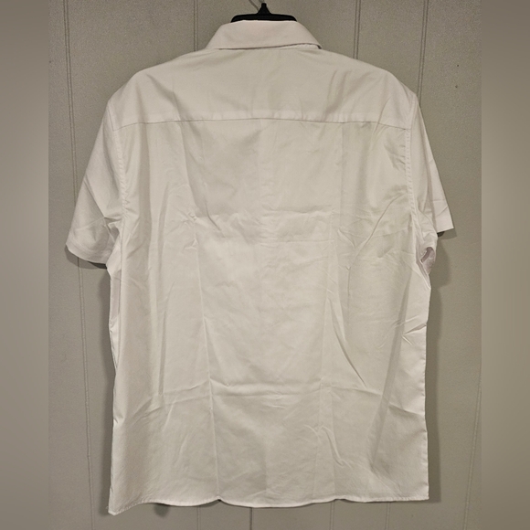 Jmierr White Button Down Dress Shirt Short Sleeve Stretch NWT Size Large - Picture 4 of 4